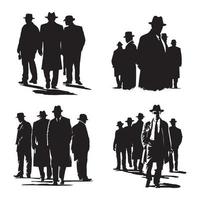 Mafia silhouette vector, Detective silhouette vector isolated on white background