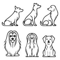 Cute Dog icon set, Dog flat icons in minimalist style. Dog logo black outline vector illustration.