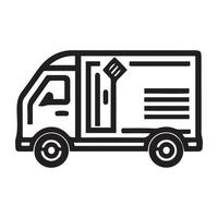 Fast shipping delivery truck flat icon vector black outline design, Shipment truck vector