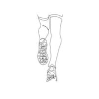 Running athlete. Runner legs in one line art style. Individual sport, competitive concept. Vector illustration.