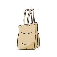 Canvas Tote bag. Cloth eco shopper. Outline cartoon illustration. Reusable Bag for Groceries vector