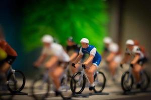 miniature set of cyclists figures indoor