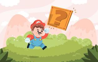 Plumber Boy Jump Hit Mystery Box Concept vector