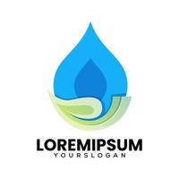 water and leaf logo design vector