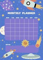 space-themed monthly planner vector