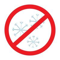 Three snowflakes in cartoon style under a prohibition sign. Isolate. Sticker. Icon. Springtime vector