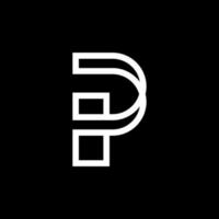 logotipo de monograma de letra p, invitación de maqueta en blanco y negro de pp o emblema de tarjeta de visita, signo decorativo vector