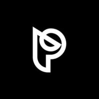 P letter monogram logo, PP black and white mockup invitation or business card emblem, decorative sign vector