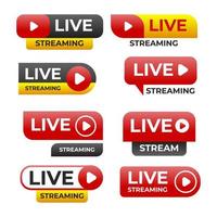 Youtube Live Streaming Label or Badge Collection vector