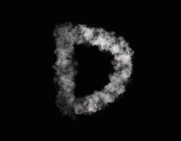 realistic smoke D alphabet spreading on dark background photo