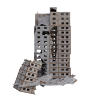 mezzo dimensione edificio danneggiato dopo guerra. 3d rendere isolato png