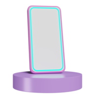 3d mobil smartphone ikon med cylinder podium isolerat. monter piedestal, piedestal, mall minimal modern scen, 3d framställa illustration png