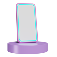 3d Handy, Mobiltelefon Smartphone Symbol mit Zylinder Podium isoliert. Vitrine Sockel, Sockel, Vorlage minimal modern Szene, 3d machen Illustration png