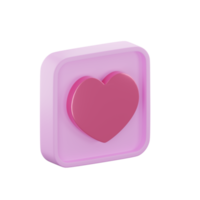 3d tolkning rosa hjärta isolerat för valentine dag png