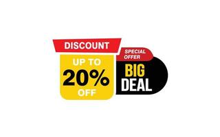 20 Percent BIG DEAL offer, clearance, promotion banner layout with sticker style. vector