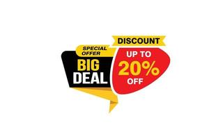 20 Percent BIG DEAL offer, clearance, promotion banner layout with sticker style. vector