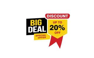 20 Percent BIG DEAL offer, clearance, promotion banner layout with sticker style. vector