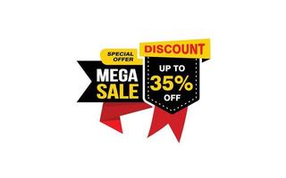 35 Percent MEGA SALE offer, clearance, promotion banner layout with sticker style. vector