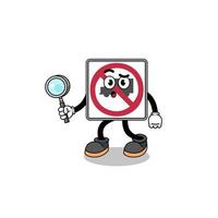 Mascot of no trucks road sign searching vector