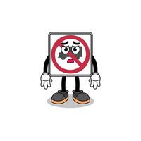 no trucks road sign cartoon illustration with sad face vector