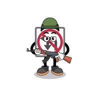 Cartoon of no left or U turn road sign soldier vector