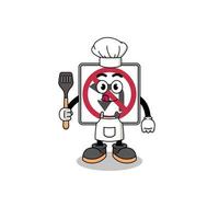 mascota ilustración de No izquierda o tu giro la carretera firmar cocinero vector