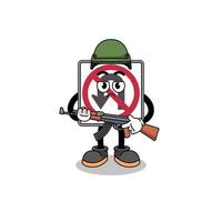 Cartoon of no U turn road sign soldier vector