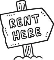 Rent Here Signs Isolated Coloring Page for Kids vector