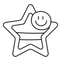 Cute doodle star shape barrette from the collection of girly stickers. Cartoon vector white and black illustration.