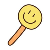 Cute doodle face shape lollipop from the collection of girly stickers. Cartoon vector color illustration.