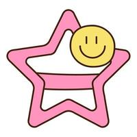 Cute doodle star shape barrette from the collection of girly stickers. Cartoon vector color illustration.