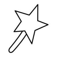 Cute doodle magic wand from the collection of girly stickers. Cartoon vector white and black illustration.