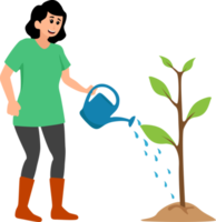 kvinna innehav vattning kan till vatten växt png