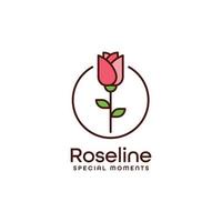 rose line logo design, rose flower simple monoline style design vector