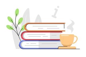 stack of books, learn, study time concept illustration flat design vector eps10