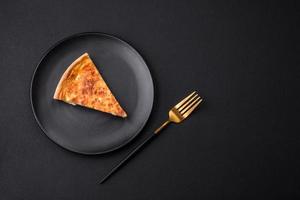 Beautiful delicious quiche pie with four types of cheese with spices and herbs photo