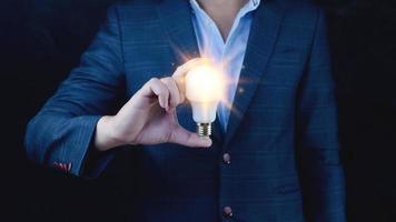Bright idea in hand Business man,Hands holding light bulb for concept new idea concept with innovation and inspiration,technology in science and communication concept photo