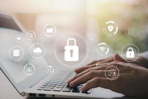Cyber security internet and networking concept. information security and encryption, secure access to user's personal information, secure Internet access, cybersecurity. photo