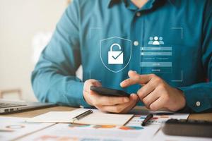 cybersecurity and privacy concept of data protection, secure encryption technology, secure internet access, secure encryption of user private data, Business confidentiality security. photo