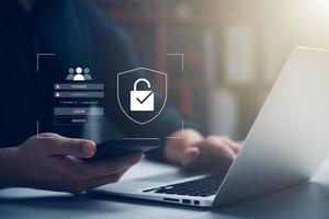 cybersecurity and privacy concept of data protection, secure encryption technology, secure internet access, secure encryption of user private data, Business confidentiality security. photo