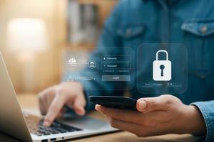 cybersecurity and privacy concept of data protection, secure encryption technology, secure internet access, secure encryption of user private data, Business confidentiality security. photo