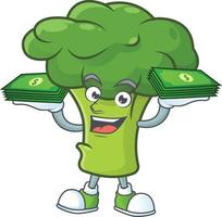 Green broccoli cartoon character style vector