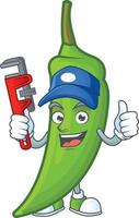 Green chili cartoon character vector