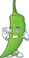 Green chili cartoon character vector