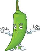 Green chili cartoon character vector