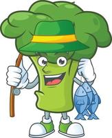 Green broccoli cartoon character style vector