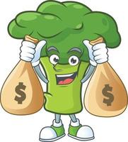 Green broccoli cartoon character style vector