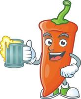 Orange chili cartoon character vector