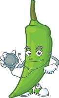 Green chili cartoon character vector