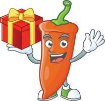 Orange chili cartoon character vector